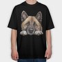 Akita Lover Peeking, Tricou Oversize Barbati (Unisex)