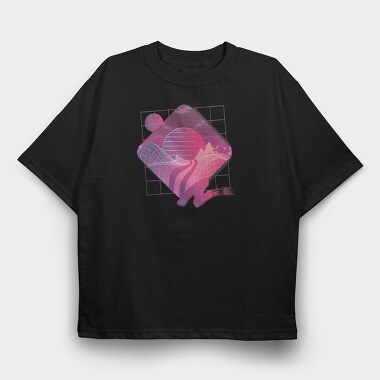 Retrowave Landscape, Tricou Oversize Barbati (Unisex)