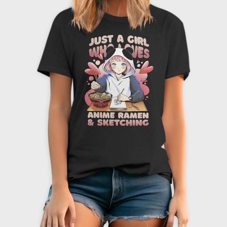 Anime Girl Ramen And Sketching, Tricou Barbati (Unisex)
