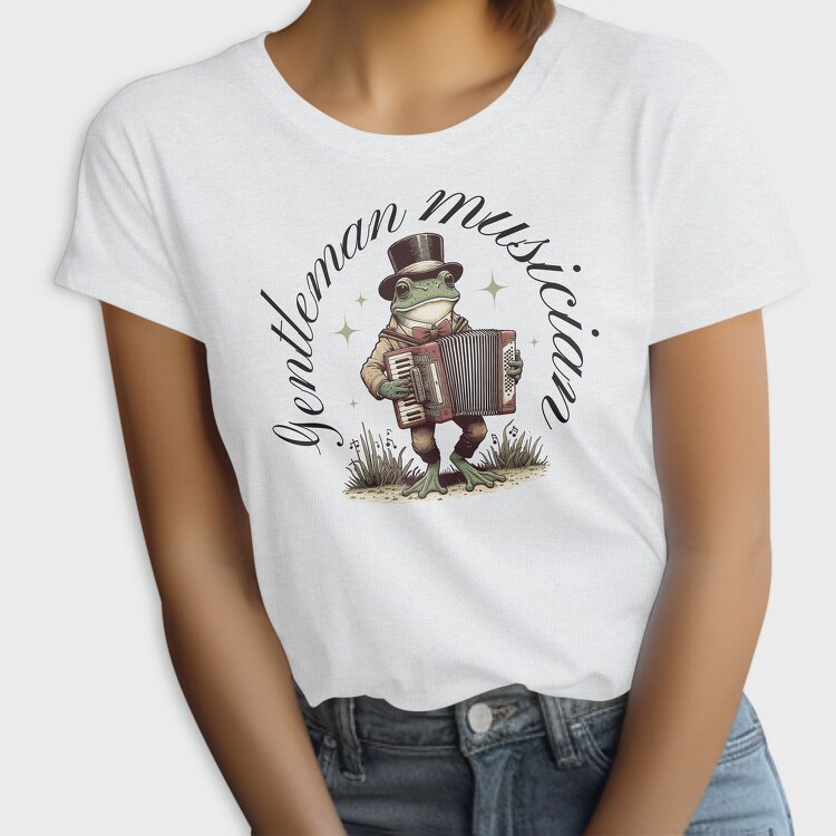 Whimsical Frog Gentleman Musician, Tricou Femei