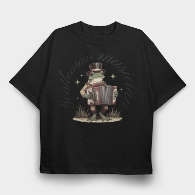 Whimsical Frog Gentleman Musician, Tricou Oversize Barbati (Unisex)