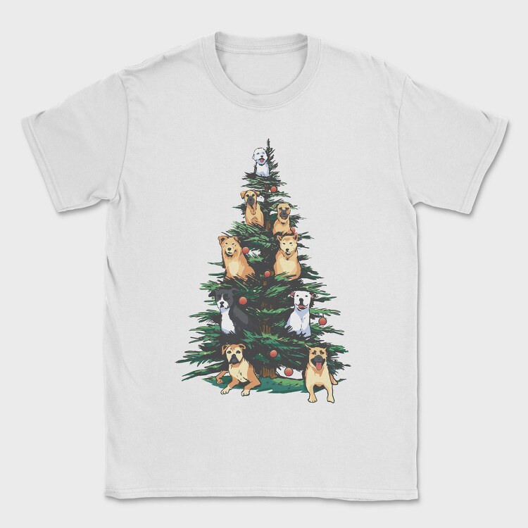 Christmas Tree With Dogs Realistic, Tricou Barbati (Unisex)