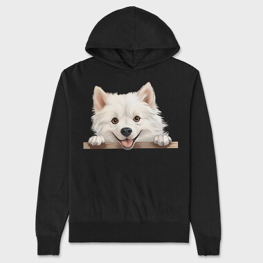 American Eskimo Peeking, Hanorac Oversize Barbati (Unisex)