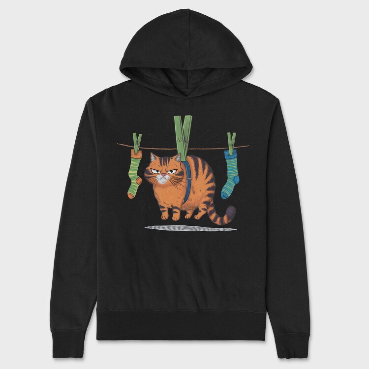 Angry Cat Clipart, Hanorac Oversize Barbati (Unisex)