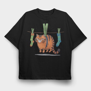 Angry Cat Clipart, Tricou Oversize Barbati (Unisex)