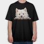 American Eskimo Peeking, Tricou Oversize Barbati (Unisex)
