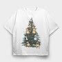 Christmas Tree With Dogs Realistic, Tricou Oversize Barbati (Unisex)