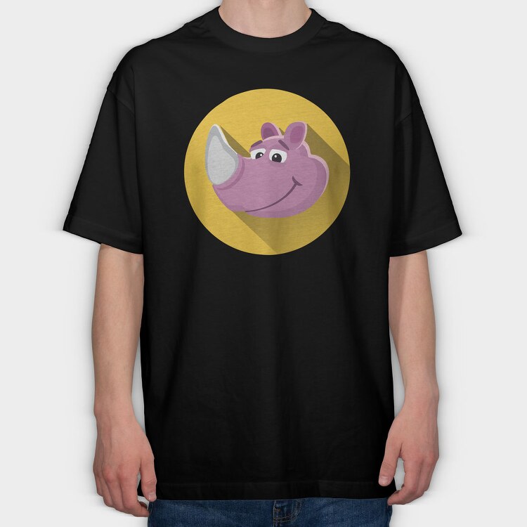 Rhino Smiley, Tricou Oversize Barbati (Unisex)