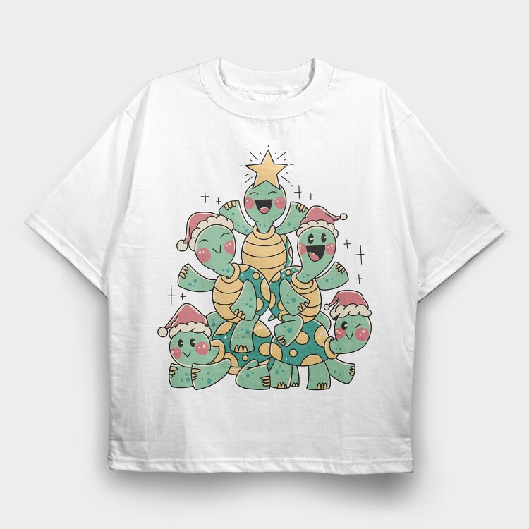 Christmas Turtles Tree X Mas, Tricou Oversize Barbati (Unisex)