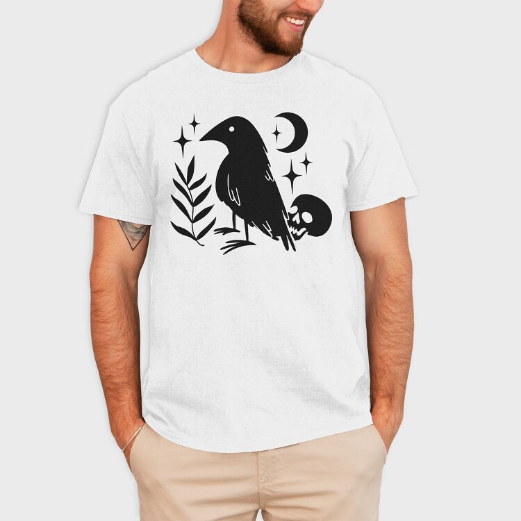 Night Raven And Skull Mug, Tricou Barbati (Unisex)