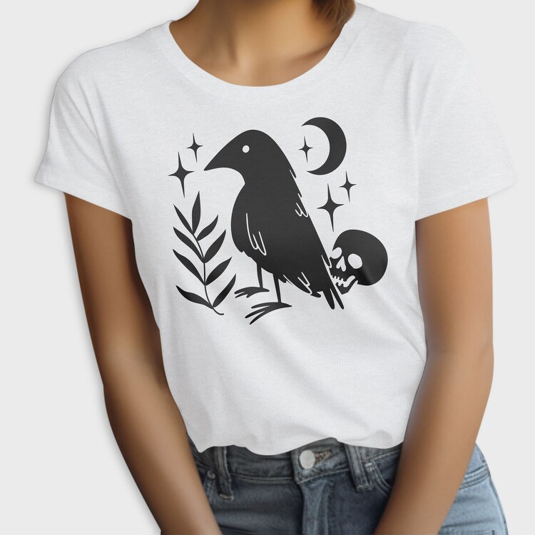 Night Raven And Skull Mug, Tricou Femei