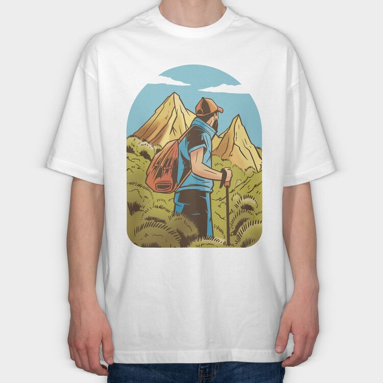 Hiking Man, Tricou Oversize Barbati (Unisex)