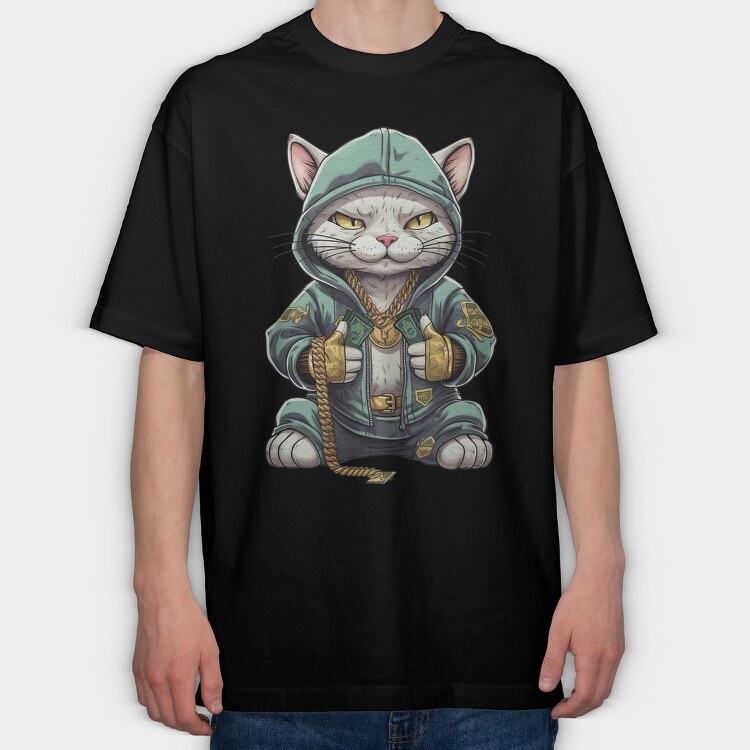 Hiphop Cat, Tricou Oversize Barbati (Unisex)