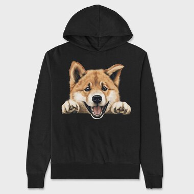 Akita Peeking, Hanorac Oversize Barbati (Unisex)