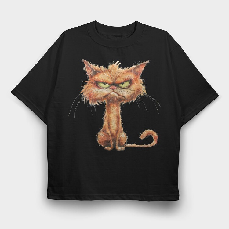 Angry Cat Sublimation Clipart 95807296, Tricou Oversize Barbati (Unisex)
