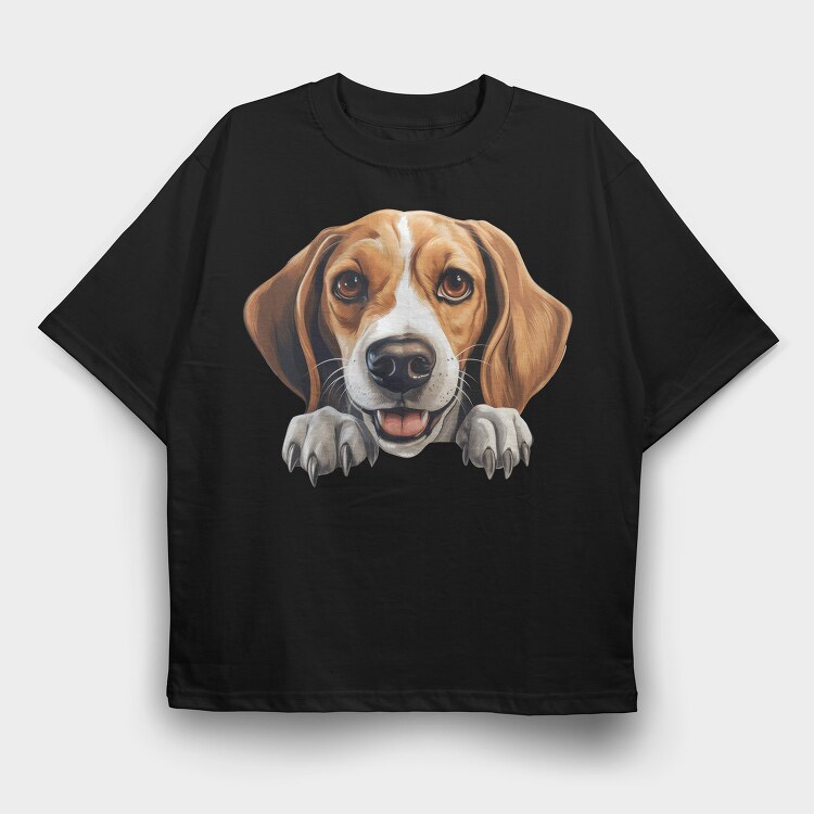 American Foxhound Peeking, Tricou Oversize Barbati (Unisex)