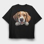 American Foxhound Peeking, Tricou Oversize Barbati (Unisex)