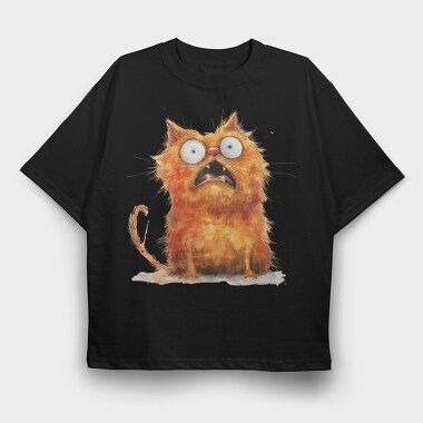 Angry Cat Expression, Tricou Oversize Barbati (Unisex)