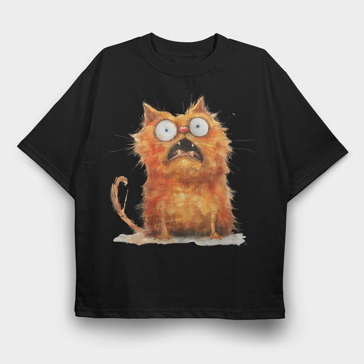 Angry Cat Expression, Tricou Oversize Barbati (Unisex)