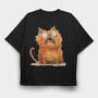 Angry Cat Expression, Tricou Oversize Barbati (Unisex)