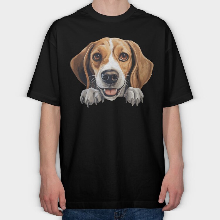 American Foxhound Peeking, Tricou Oversize Barbati (Unisex)