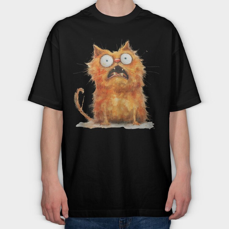 Angry Cat Expression, Tricou Oversize Barbati (Unisex)