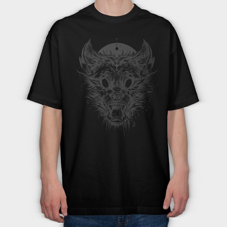 White Eyes Wolf Creature Goth, Tricou Oversize Barbati (Unisex)