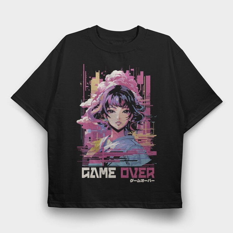 Anime Glitch Vaporwave, Tricou Oversize Barbati (Unisex)