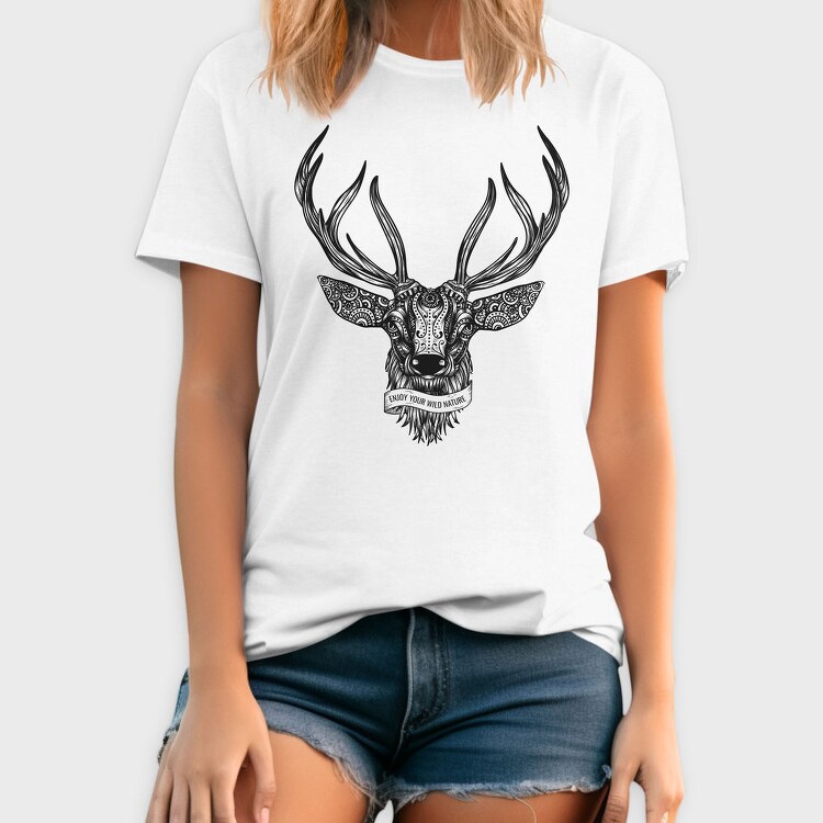 Deer Illustration With Text, Tricou Barbati (Unisex)