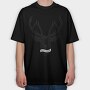 Deer Illustration With Text, Tricou Oversize Barbati (Unisex)