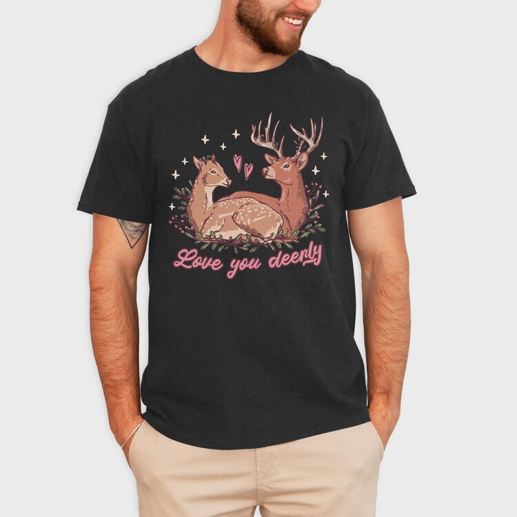 Deer In Love Valentine, Tricou Barbati (Unisex)