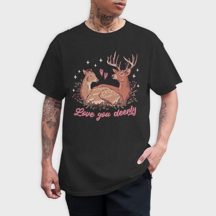 Deer In Love Valentine, Tricou Barbati (Unisex)