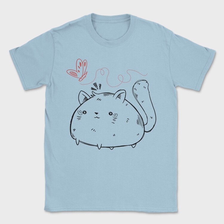 Chubby Cat And Butterfly Sketch, Tricou Barbati (Unisex)