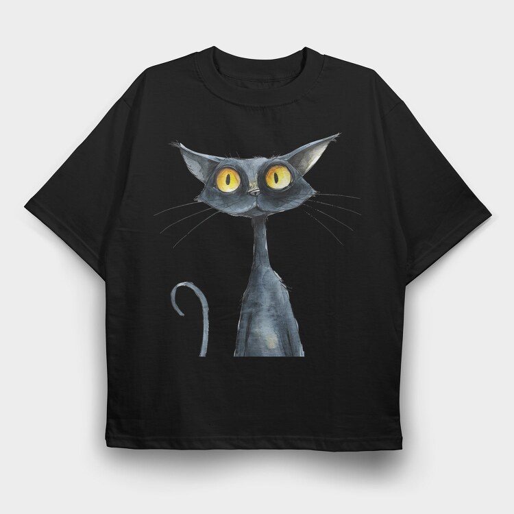 Angry Cat Eyes, Tricou Oversize Barbati (Unisex)