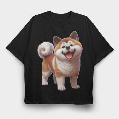 Akita Smiling Face, Tricou Oversize Barbati (Unisex)