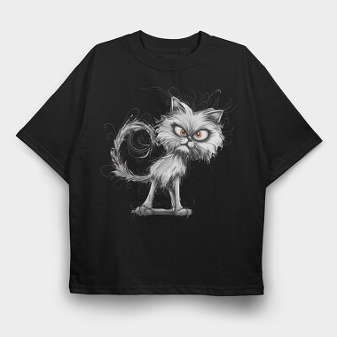 Angry Cat Sublimation, Tricou Oversize Barbati (Unisex)