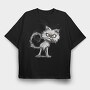 Angry Cat Sublimation, Tricou Oversize Barbati (Unisex)