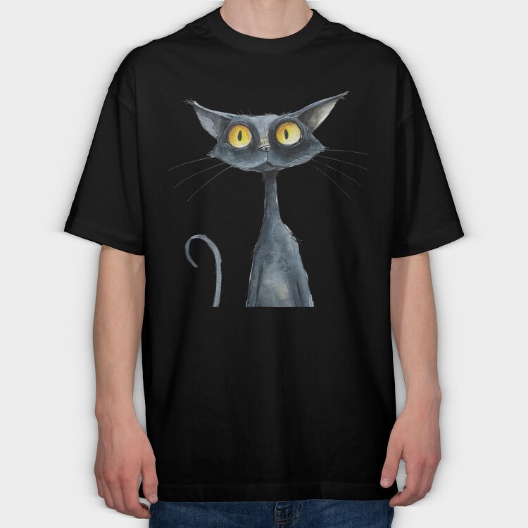 Angry Cat Eyes, Tricou Oversize Barbati (Unisex)