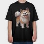 Akita Smiling Face, Tricou Oversize Barbati (Unisex)