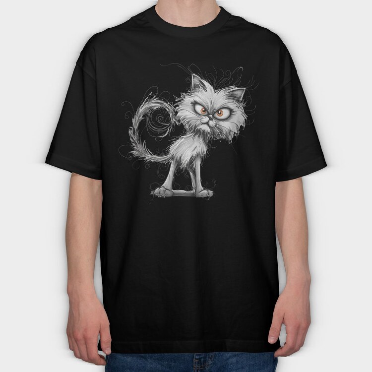 Angry Cat Sublimation, Tricou Oversize Barbati (Unisex)