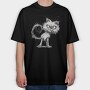 Angry Cat Sublimation, Tricou Oversize Barbati (Unisex)
