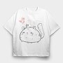 Chubby Cat And Butterfly Sketch, Tricou Oversize Barbati (Unisex)