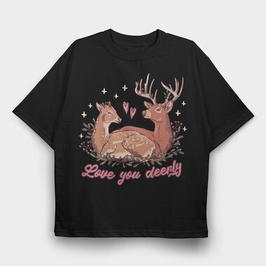 Deer In Love Valentine, Tricou Oversize Barbati (Unisex)