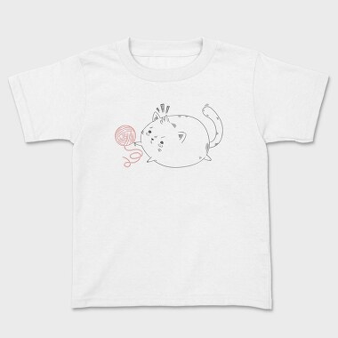 Chubby Cat With Yarn, Tricou Copii