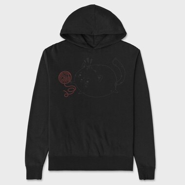 Chubby Cat With Yarn, Hanorac Oversize Barbati (Unisex)