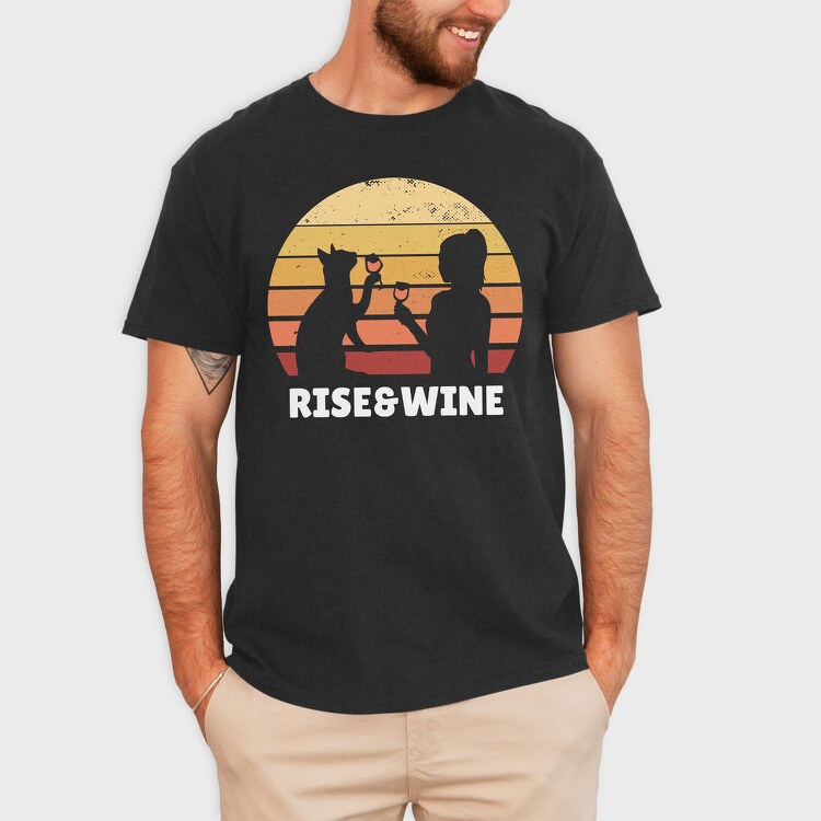 Rise Wine Sunset And Wine, Tricou Barbati (Unisex)