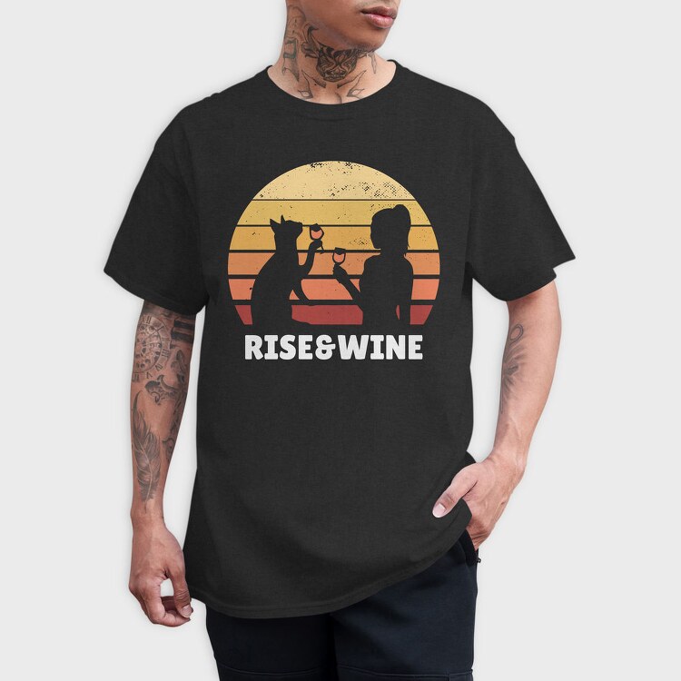 Rise Wine Sunset And Wine, Tricou Barbati (Unisex)