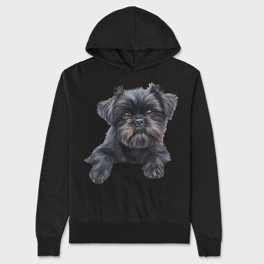 Affenpinscher Peeking Face, Hanorac Oversize Barbati (Unisex)