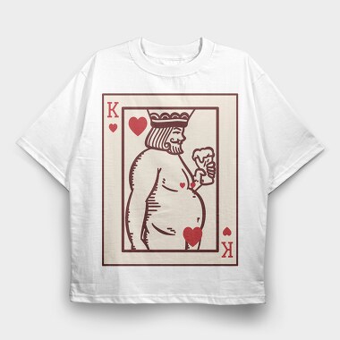 Chubby King Of Hearts Card, Tricou Oversize Barbati (Unisex)