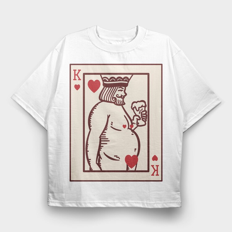 Chubby King Of Hearts Card, Tricou Oversize Barbati (Unisex)